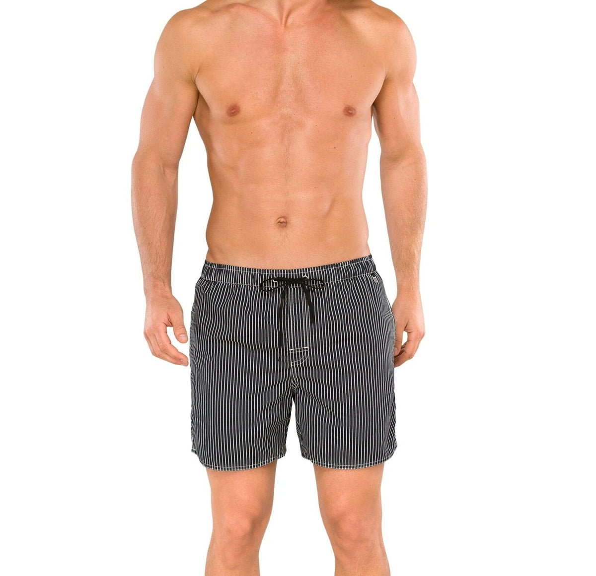 Bade-/Swimshort - Schwarz/Gestreift Gr. 8 XXL